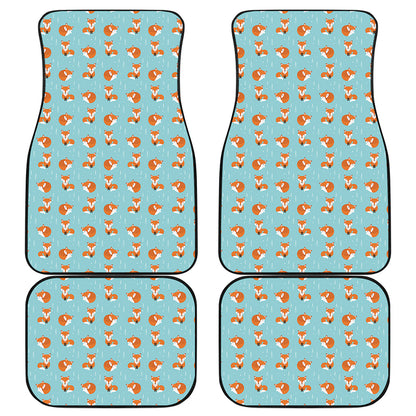 Winter Fox Pattern Print Front and Back Car Floor Mats