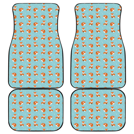 Winter Fox Pattern Print Front and Back Car Floor Mats