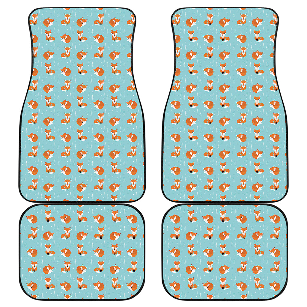 Winter Fox Pattern Print Front and Back Car Floor Mats