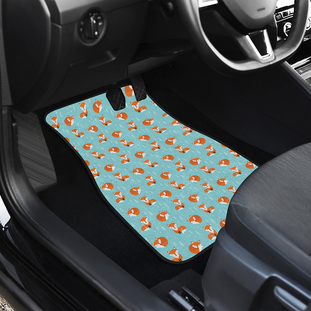 Winter Fox Pattern Print Front and Back Car Floor Mats