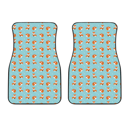 Winter Fox Pattern Print Front Car Floor Mats