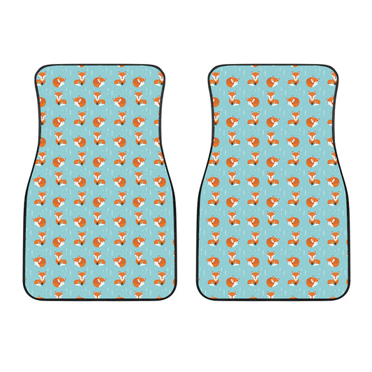 Winter Fox Pattern Print Front Car Floor Mats