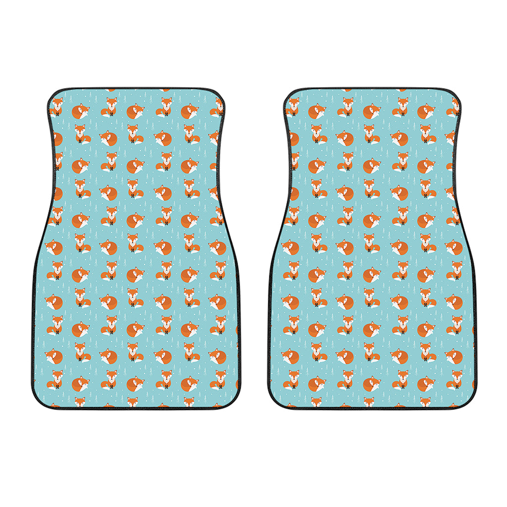 Winter Fox Pattern Print Front Car Floor Mats