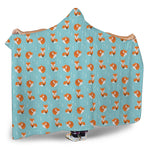 Winter Fox Pattern Print Hooded Blanket