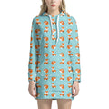 Winter Fox Pattern Print Pullover Hoodie Dress