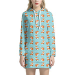 Winter Fox Pattern Print Hoodie Dress
