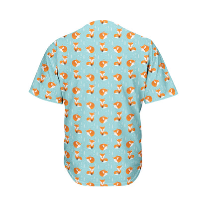Winter Fox Pattern Print Men's Baseball Jersey