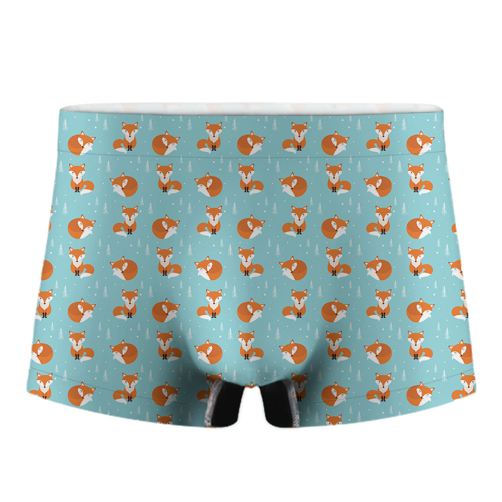 Winter Fox Pattern Print Men's Boxer Briefs