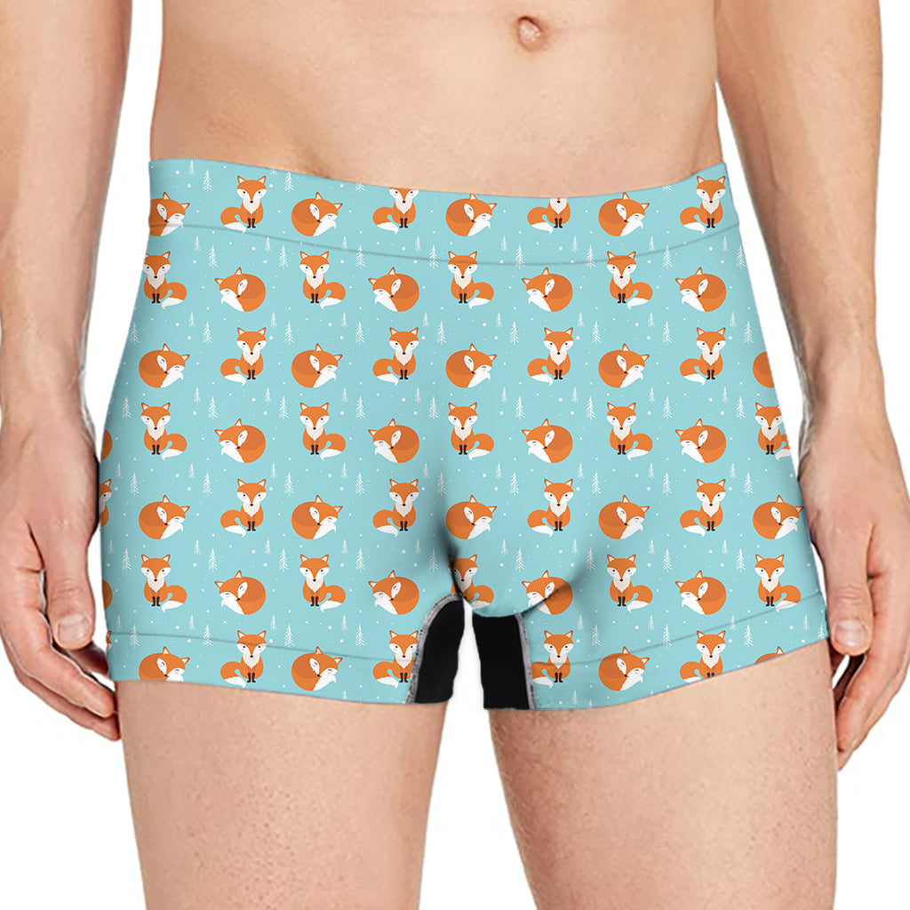 Winter Fox Pattern Print Men's Boxer Briefs