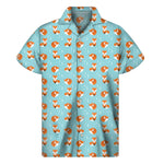 Winter Fox Pattern Print Men's Short Sleeve Shirt