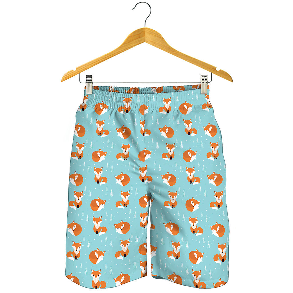 Winter Fox Pattern Print Men's Shorts