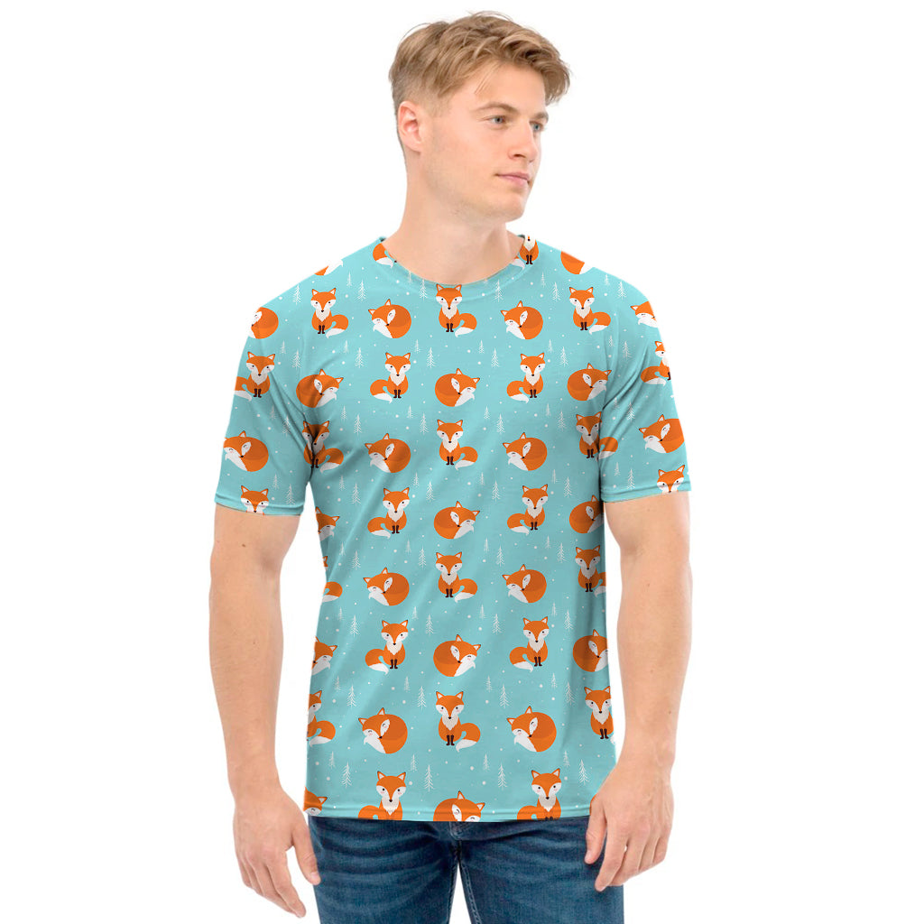 Winter Fox Pattern Print Men's T-Shirt