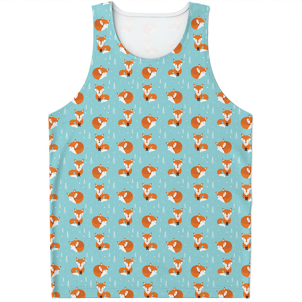 Winter Fox Pattern Print Men's Tank Top