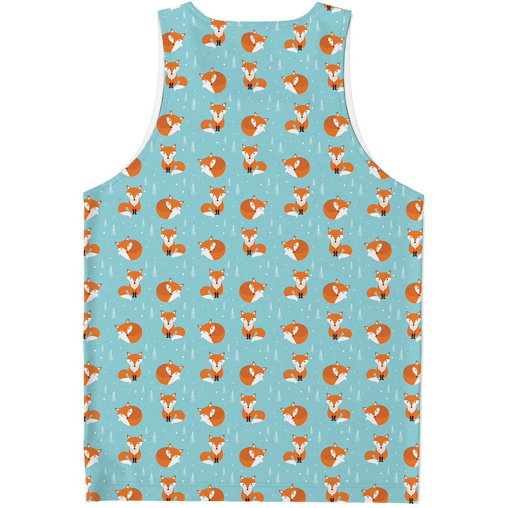 Winter Fox Pattern Print Men's Tank Top