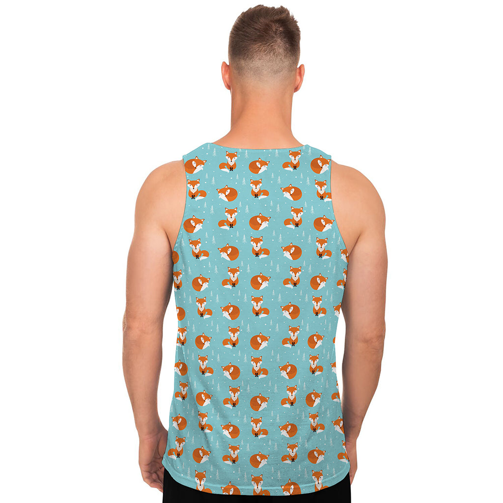 Winter Fox Pattern Print Men's Tank Top