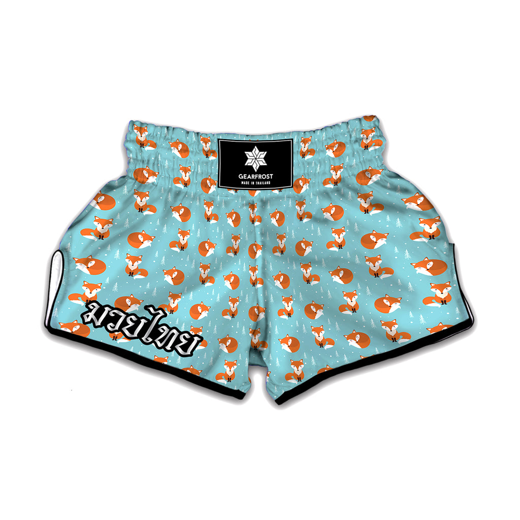 Winter Fox Pattern Print Muay Thai Boxing Shorts