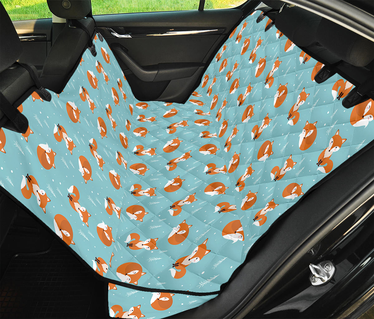 Winter Fox Pattern Print Pet Car Back Seat Cover
