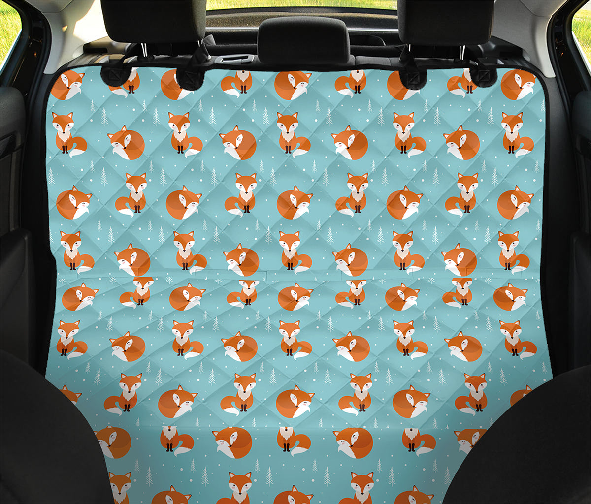 Winter Fox Pattern Print Pet Car Back Seat Cover