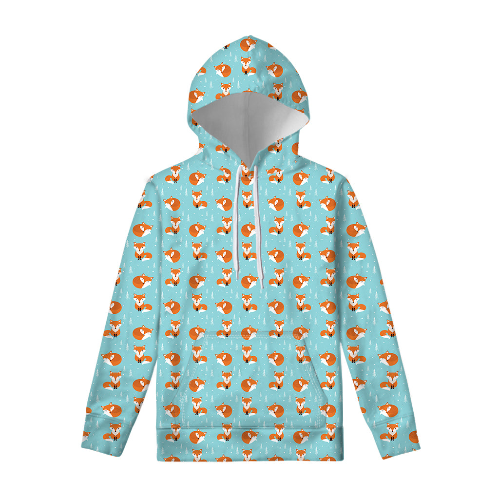 Winter Fox Pattern Print Pullover Hoodie
