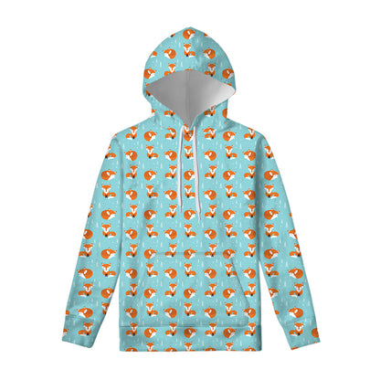 Winter Fox Pattern Print Pullover Hoodie