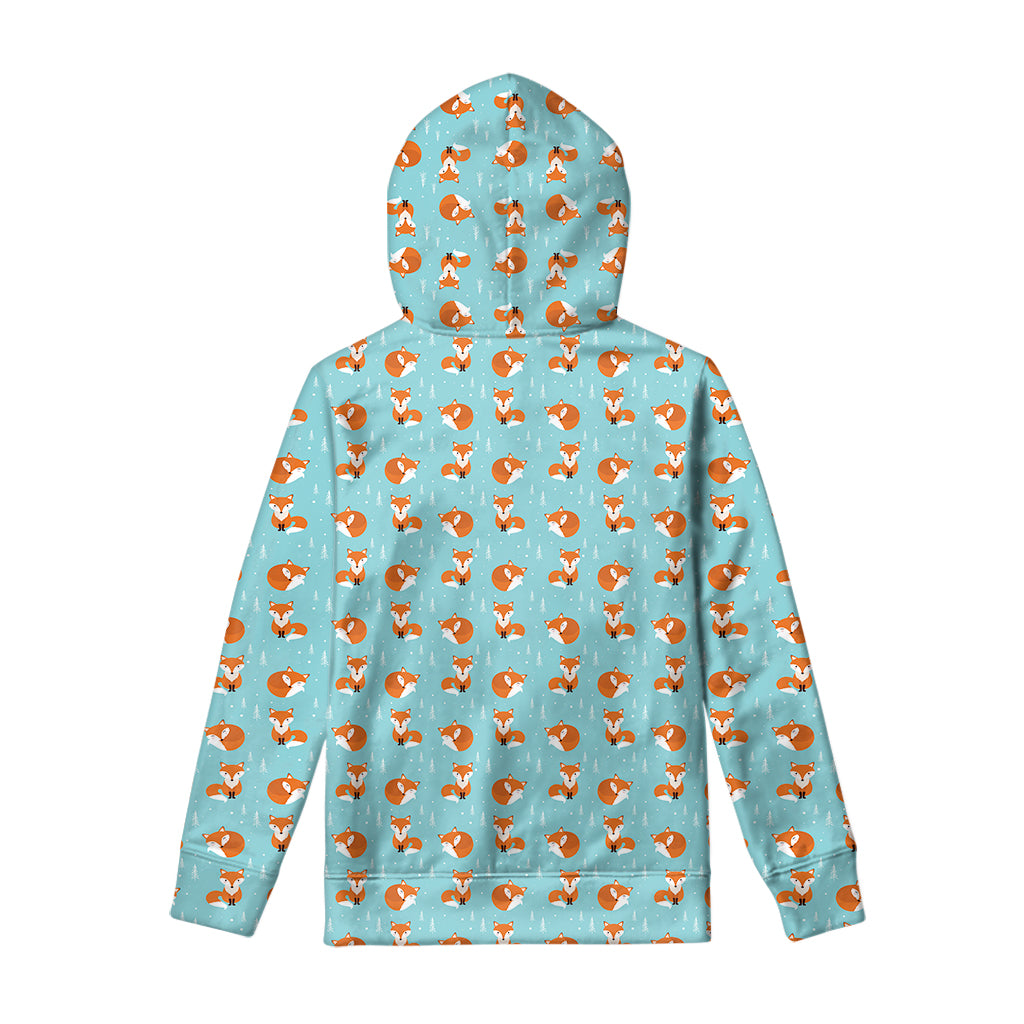 Winter Fox Pattern Print Pullover Hoodie