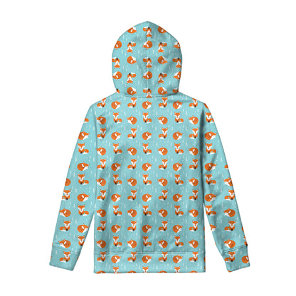 Winter Fox Pattern Print Pullover Hoodie