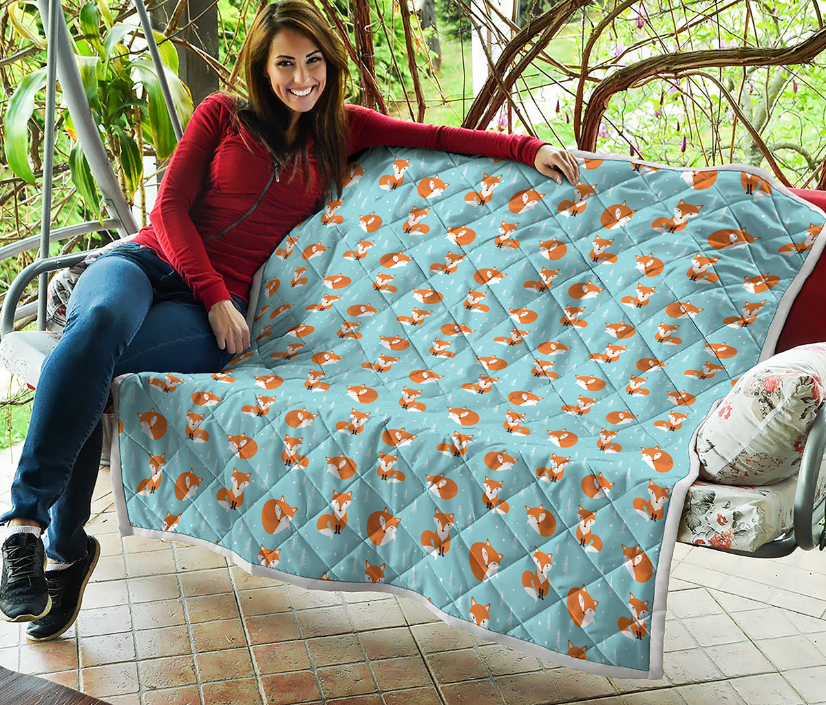 Winter Fox Pattern Print Quilt