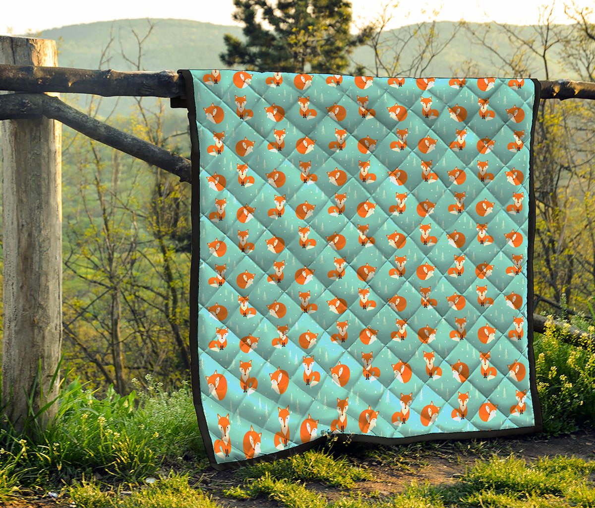 Winter Fox Pattern Print Quilt