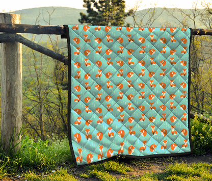 Winter Fox Pattern Print Quilt