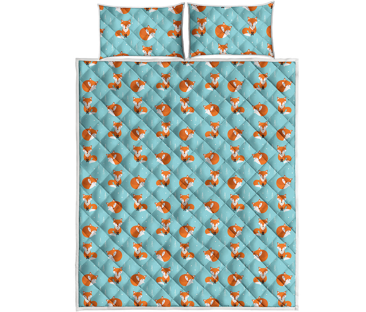 Winter Fox Pattern Print Quilt Bed Set