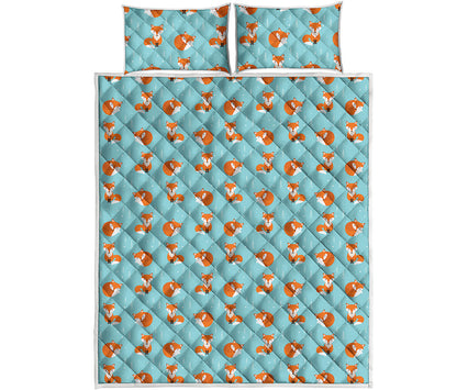 Winter Fox Pattern Print Quilt Bed Set