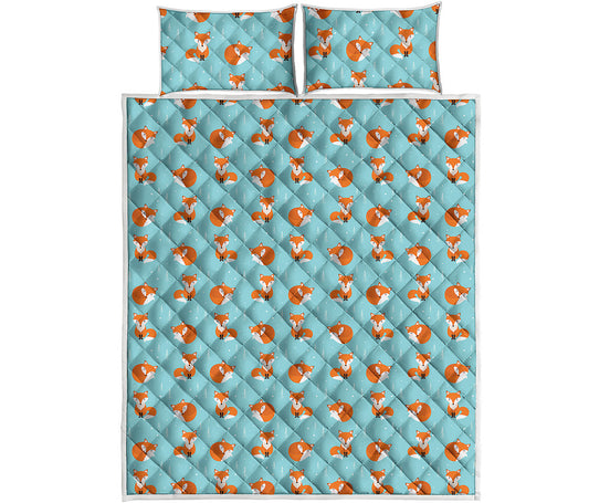 Winter Fox Pattern Print Quilt Bed Set