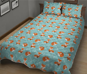 Winter Fox Pattern Print Quilt Bed Set