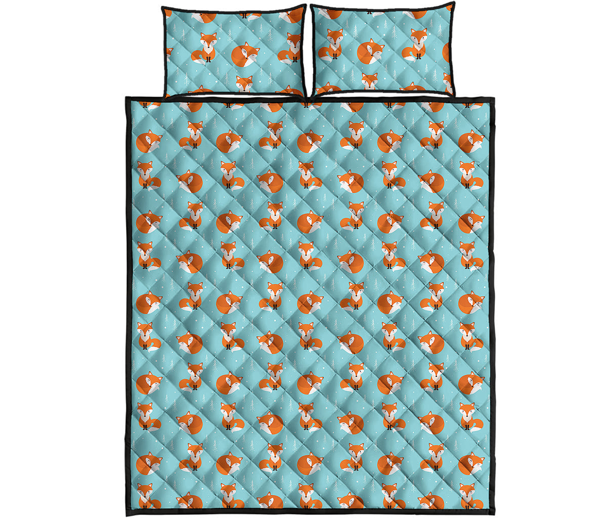 Winter Fox Pattern Print Quilt Bed Set