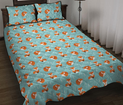 Winter Fox Pattern Print Quilt Bed Set