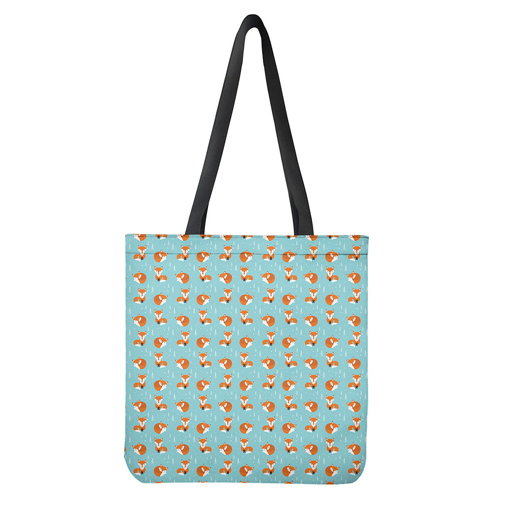 Winter Fox Pattern Print Tote Bag