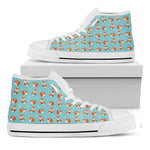 Winter Fox Pattern Print White High Top Shoes