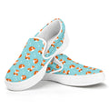 Winter Fox Pattern Print White Slip On Sneakers