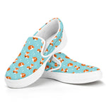 Winter Fox Pattern Print White Slip On Shoes