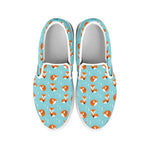 Winter Fox Pattern Print White Slip On Shoes