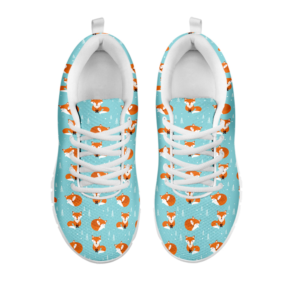 Winter Fox Pattern Print White Sneakers
