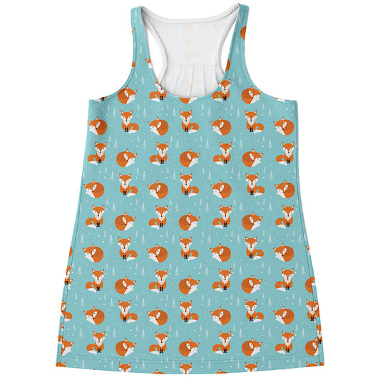 Winter Fox Pattern Print Women's Racerback Tank Top