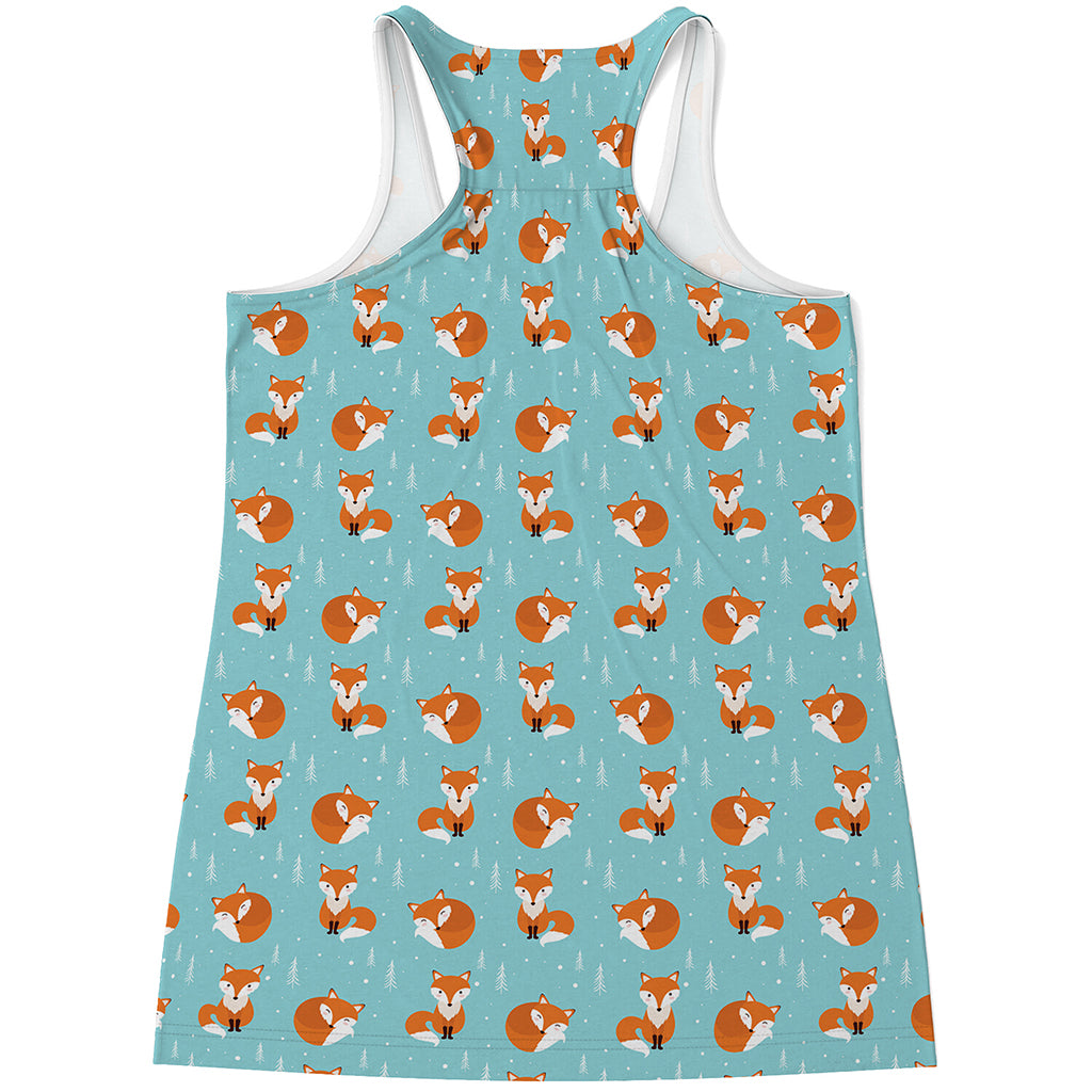 Winter Fox Pattern Print Women's Racerback Tank Top