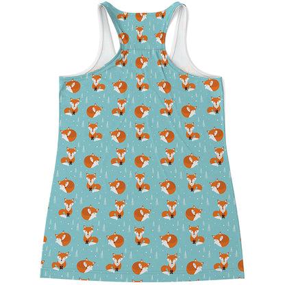 Winter Fox Pattern Print Women's Racerback Tank Top