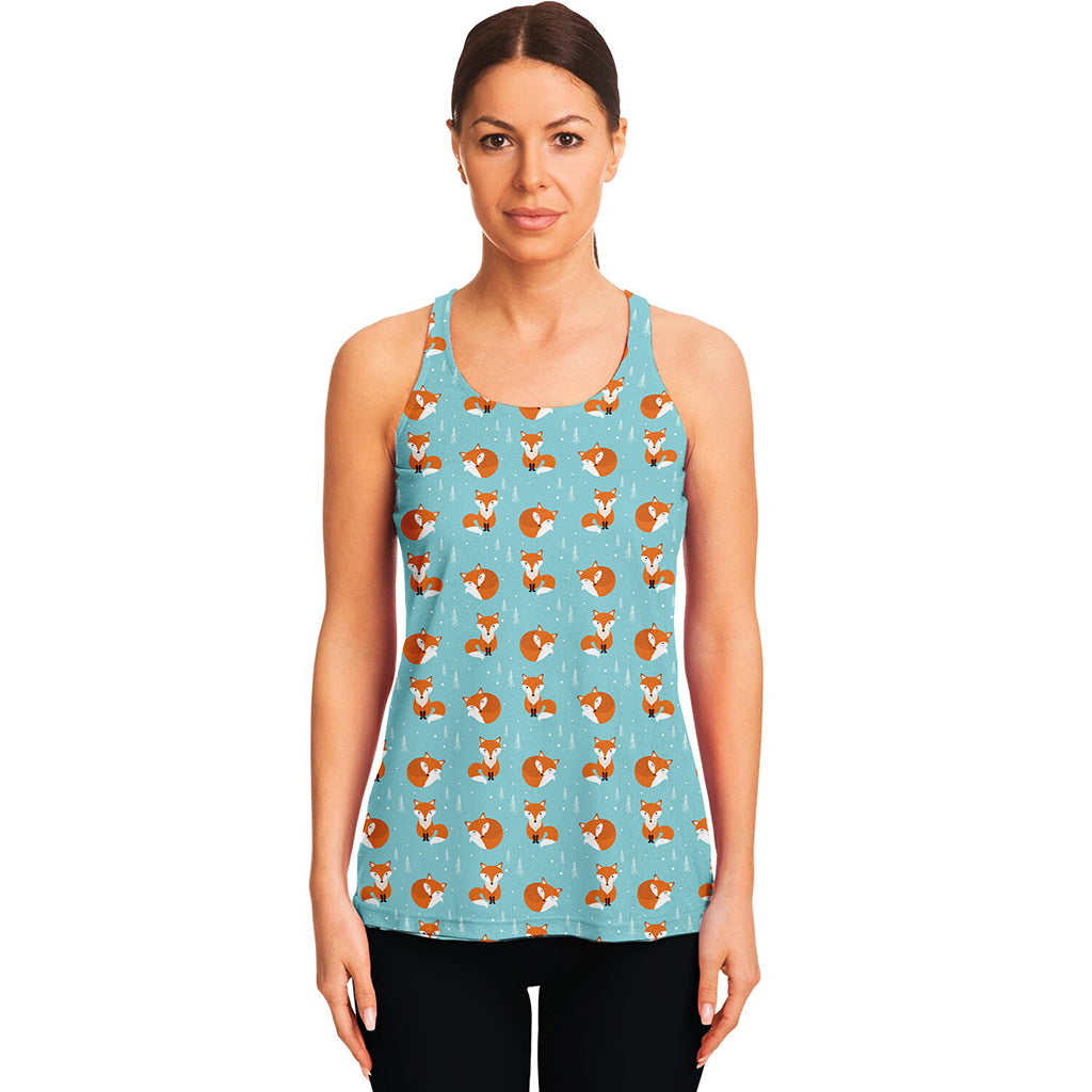 Winter Fox Pattern Print Women's Racerback Tank Top