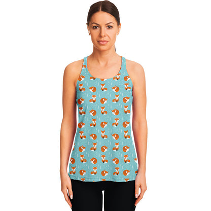 Winter Fox Pattern Print Women's Racerback Tank Top