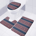 Winter Holiday Knitted Pattern Print 3 Piece Bath Mat Set