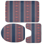 Winter Holiday Knitted Pattern Print 3 Piece Bath Mat Set