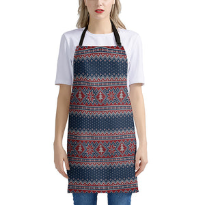 Winter Holiday Knitted Pattern Print Apron