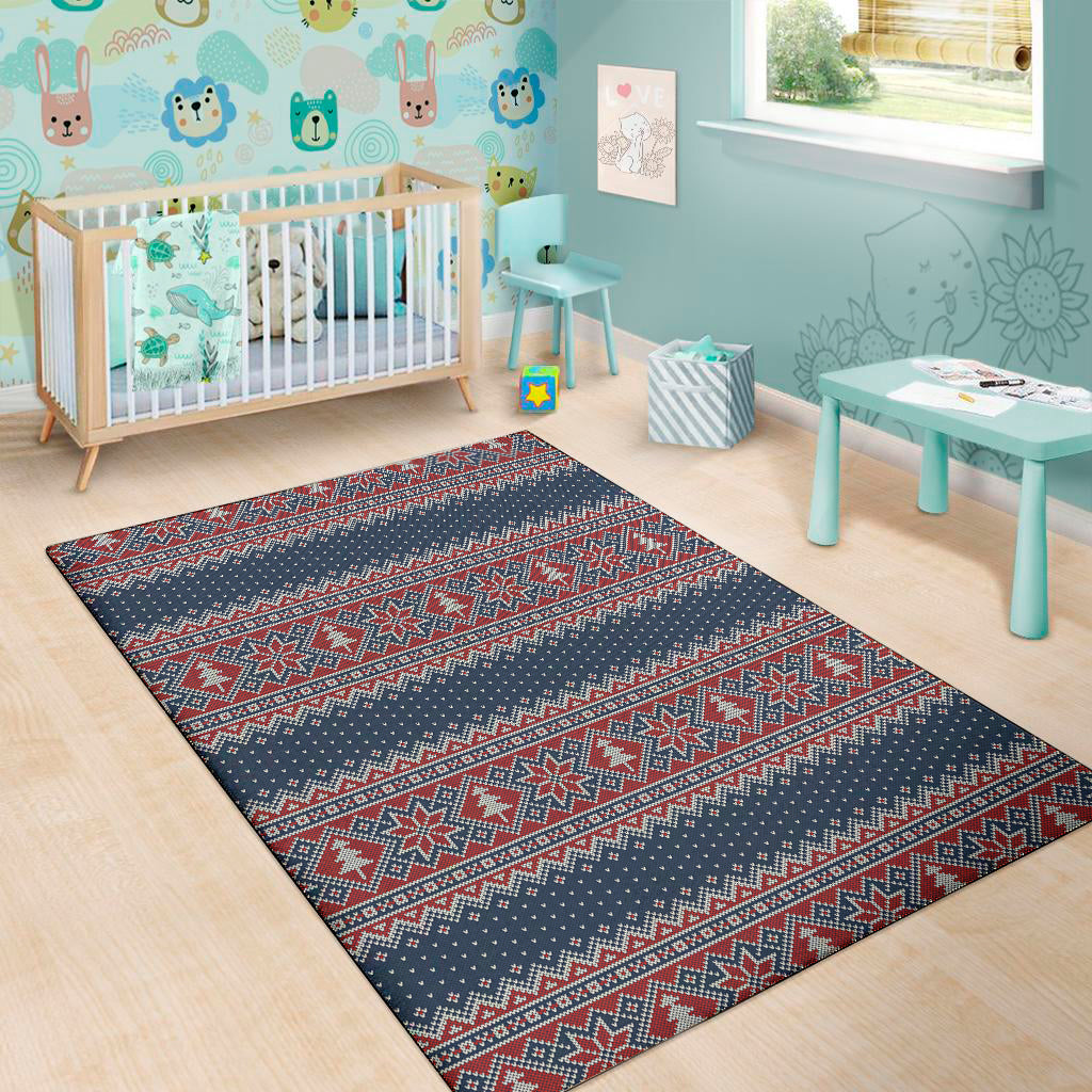 Winter Holiday Knitted Pattern Print Area Rug